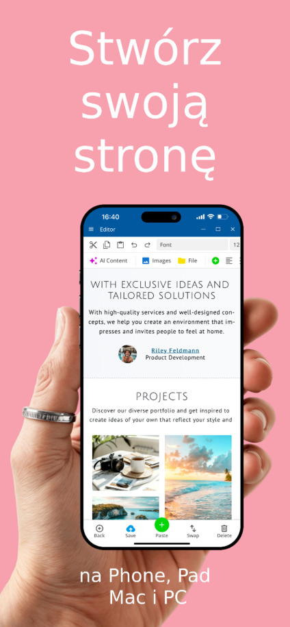 Aplikacja do tworzenia stron internetowych - Twórz strony za pomocą aplikacji na iOS i Android – Widok na telefonie