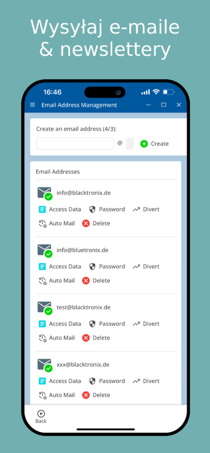 Wysyłanie newsletterów i e-maili za pośrednictwem aplikacji – widok mobilny